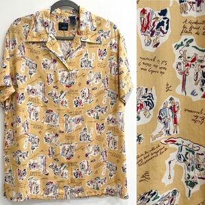 Vintage Liz sport camper shirt button up Paris novelty print size
